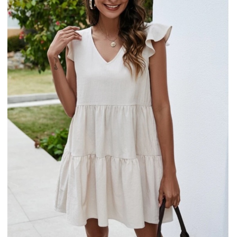 V neck smock dress